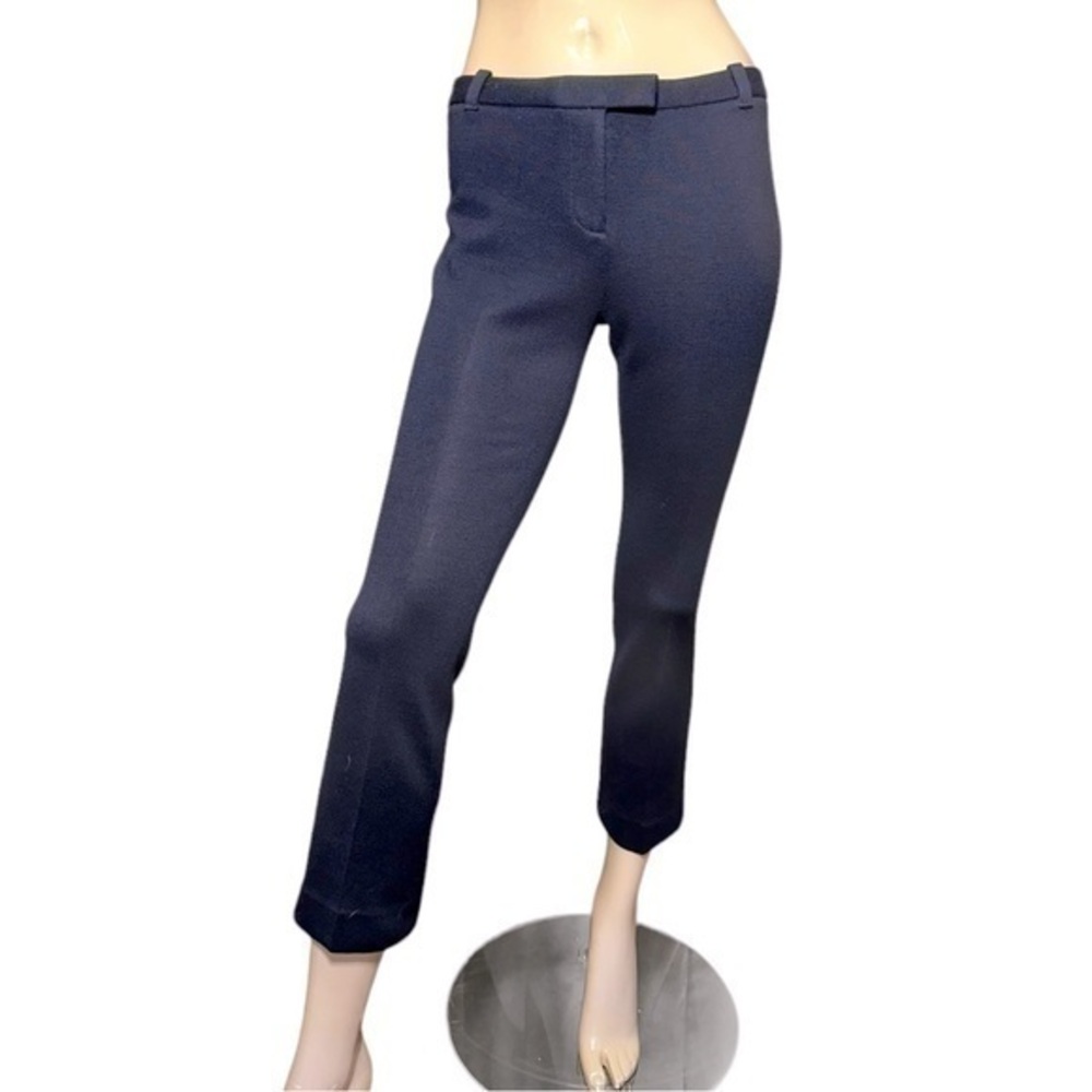 Tory Burch Women’s 0 Navy Blue Wool Blend Sweater Knit Mid Rise Trousers Pants